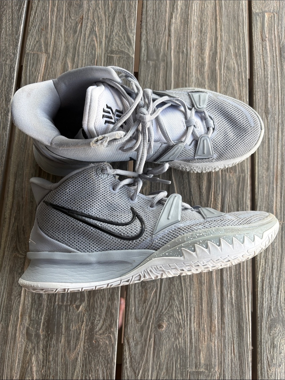 Nike Kyrie 7 TB Wolf Grey Basketball Sneakers with Black Swoosh